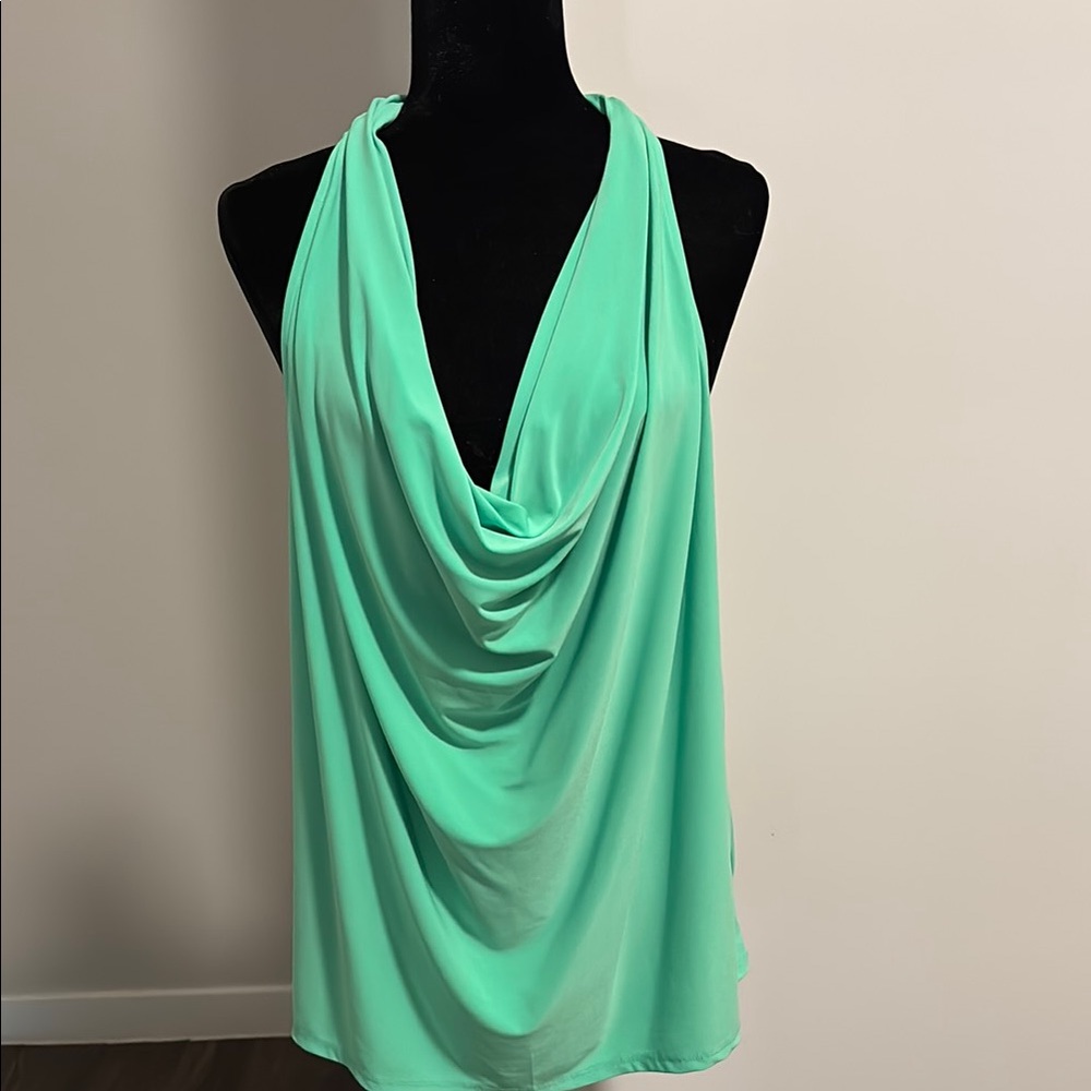 Elegant Mint Green Draped Halter Top. Express Top XL